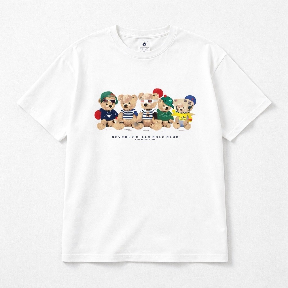 Beverly Hills Polo Club White Teddy Bear Graphic Tee